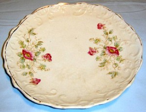 white plate with floral design