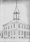 drawing of a square building with a tower