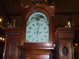 The Clugston clock that was purchased by David Reynolds stood for many years in his Kittanning Inn and later in the Reynolds Hotel.